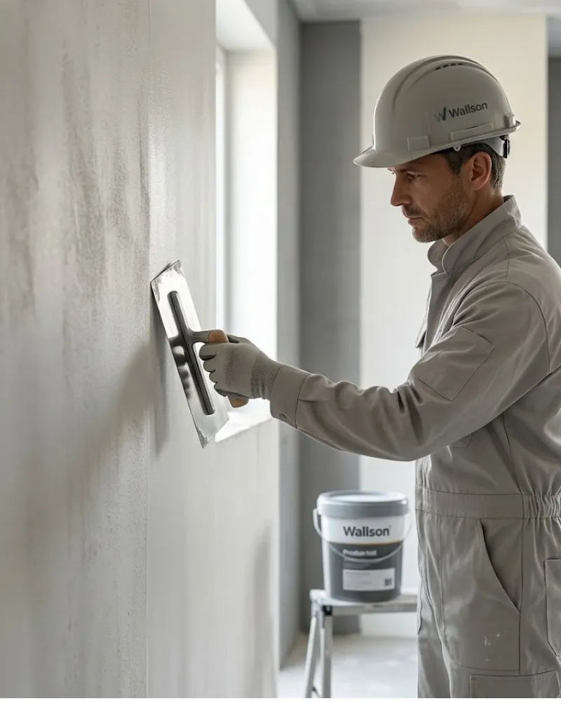 Contractor applying Wallson finishing coating